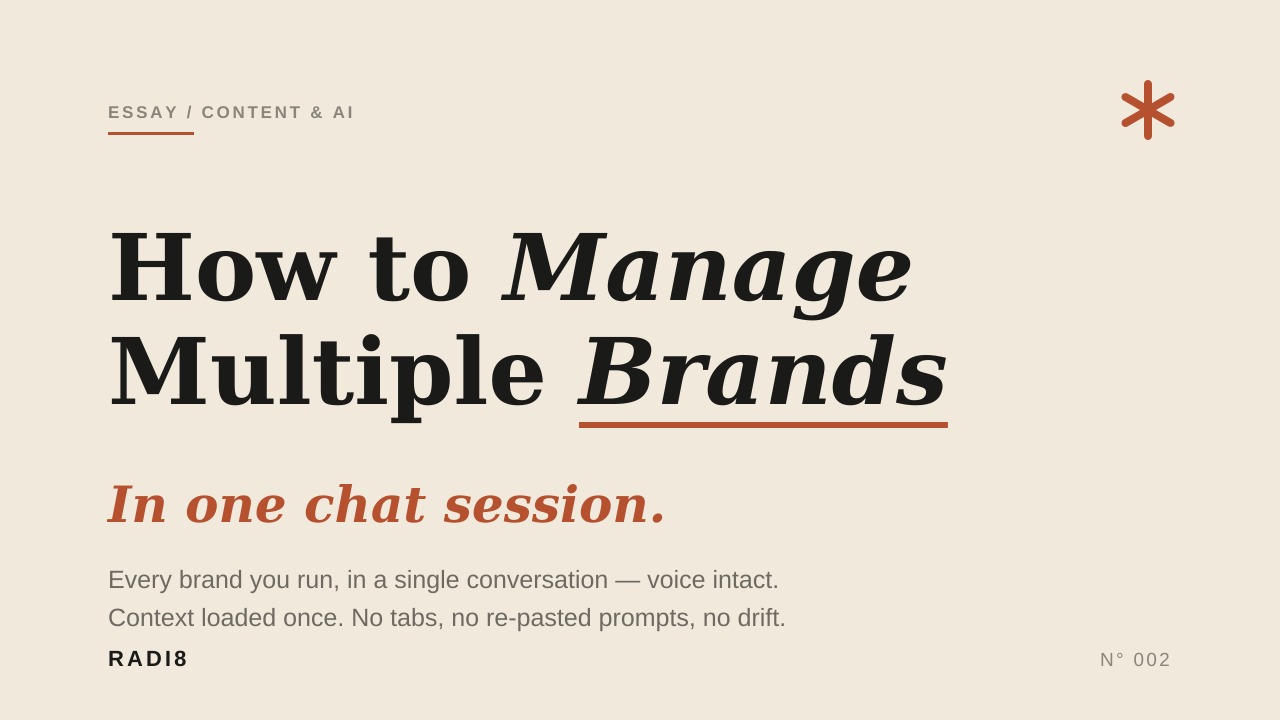 Manage multiple brands in one chat session with Radi8